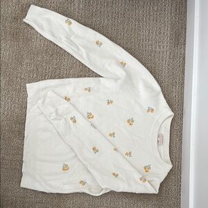 Women's White and Yellow Floral Top